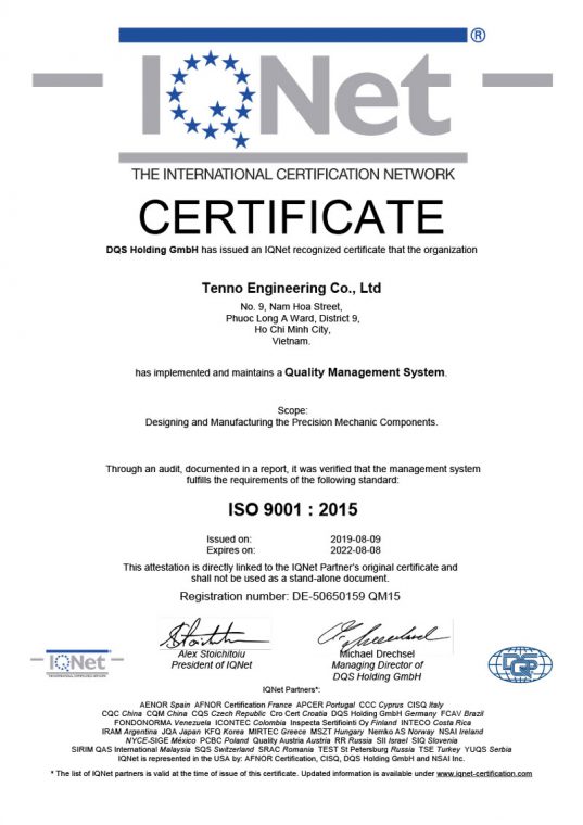 ISO 9001 : 2015 Certificate